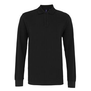 Asquith & Fox Mens Classic Fit Long Sleeved Polo Shirt / Black